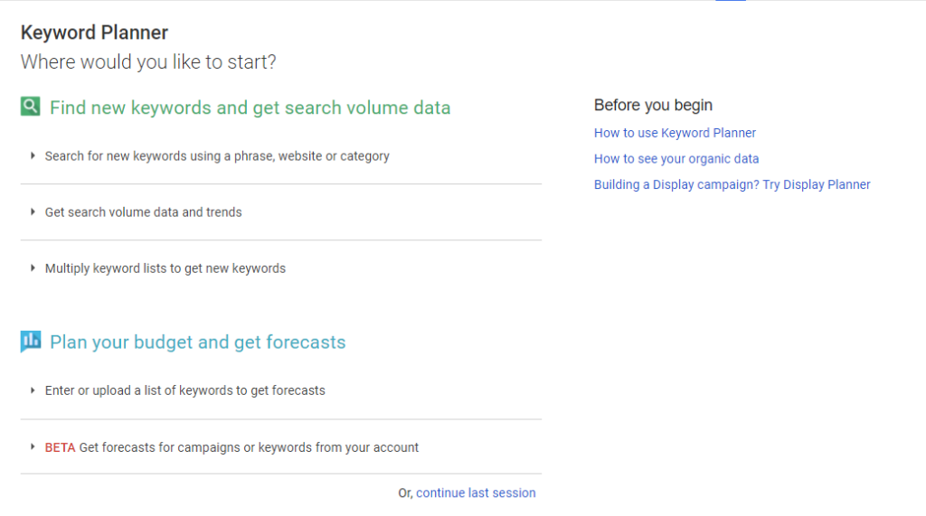 Google Keyword Planner