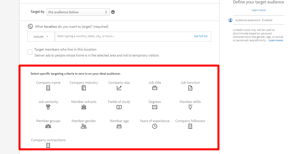 Linkedin Targeting option