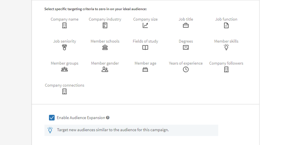 Targeting Options Linkedin